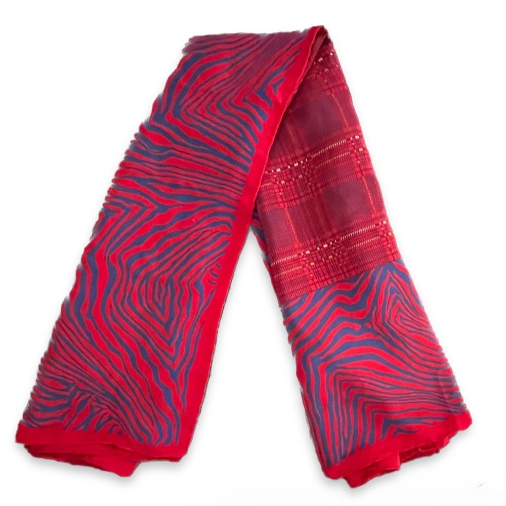 Gianni Versace Red and Blue Silk Scarf